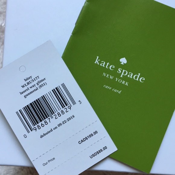 Kate Spade NWT Bitsy Laurel Way Glitter Gunmetal Silver Gold teensy bits - Picture 11 of 13